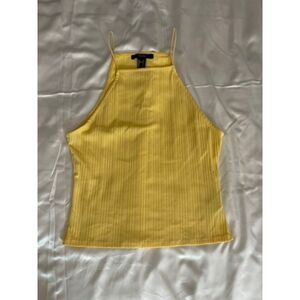 forever 21 yellow thin strap halter cut tank top